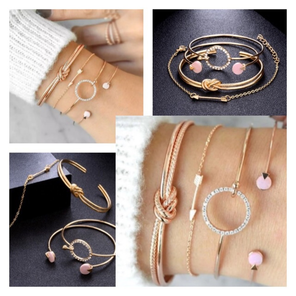 NEW!๐๐BUNDLE!!!๐4๐GOLDEN BRACELETS!๐๐๐PINK! - Picture 1 of 8